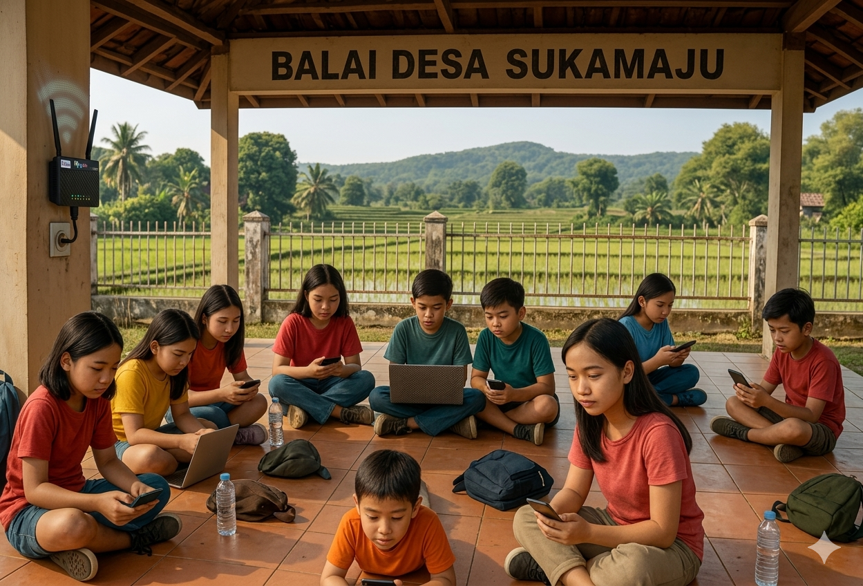 Illustration of the use of Kipin Village Library facilities by the community